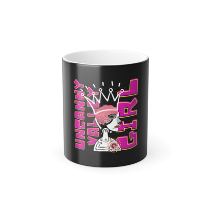 Uncanny Valley Girl on the Side Color Morphing Mug, 11oz